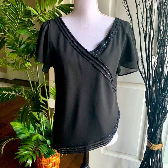 Amanda Smith black beaded top - Picture 1 of 3